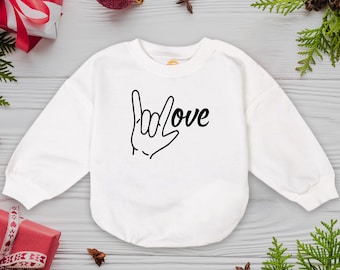 I Love You Romper, Sign Language Bodysuit, I Love You ASL, Cute Valentine Gift for Kids, Toddler, Newborn Outfit