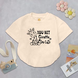 You Bet Giraffe I'm Cute Short Sleeve Romper, Cute Giraffe Baby Bodysuit, Zoo animals, Wild One Baby Shower, Newborn, Infant Clothing