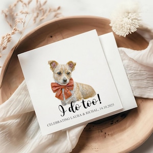 Personalized Dog Napkins, Custom Pet Napkins, Pet Cocktail Napkins, Engagement Napkins, Cocktail & Luncheon Size, Custom Pet Wedding Napkins