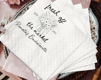 Custom Flower Market Napkins: Bridal Shower & Wedding Table Decor