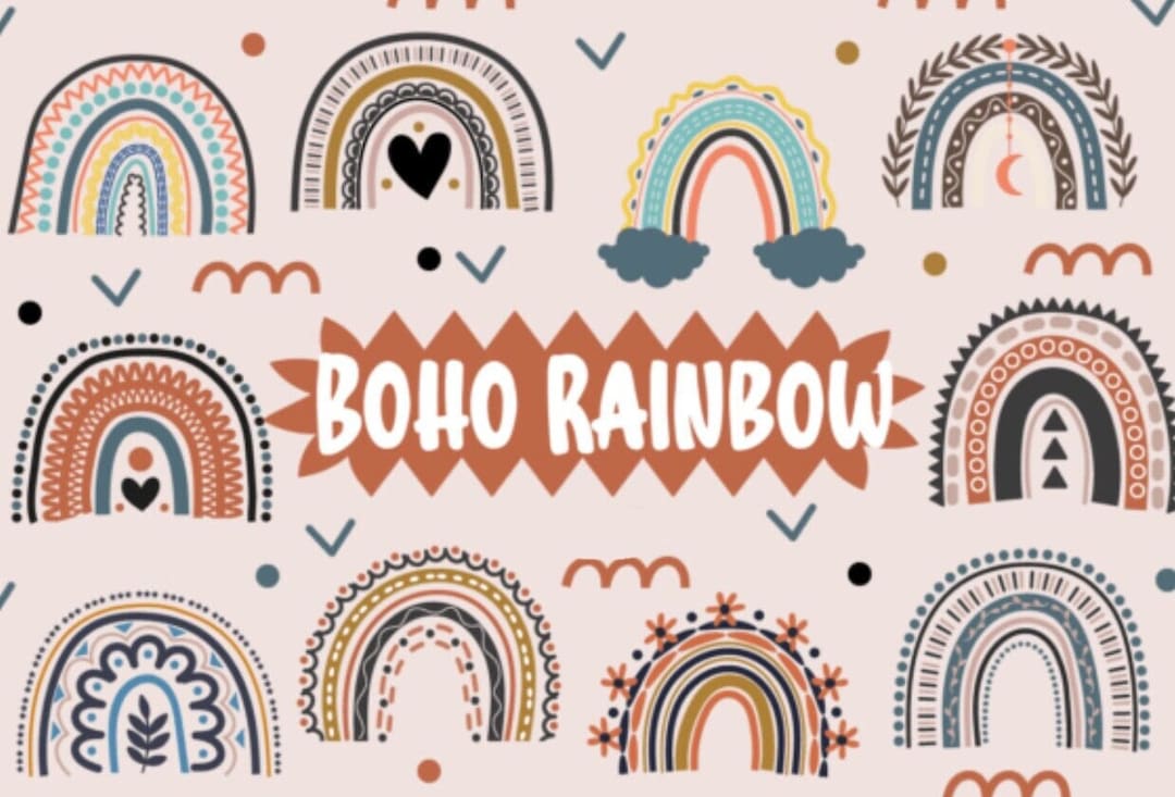 Boho Pastel Rainbow SVG PNG JPG & Clipart - Hand Drawn Digital Rainbow ...
