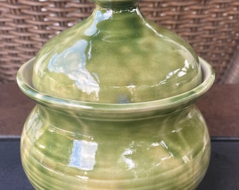 Small ceramic canister, curd pot, yogurt jar, handmade pottery, kitchen jar, storage, mancave jar, small storage container, tea bag keeper