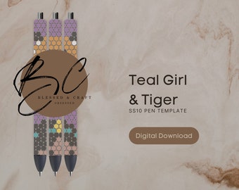 Teal Girl & Tiger SS10 Pen Template