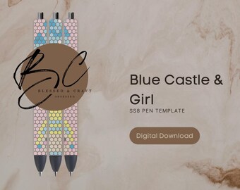 Szablon długopisu Blue Castle & Girl SS8