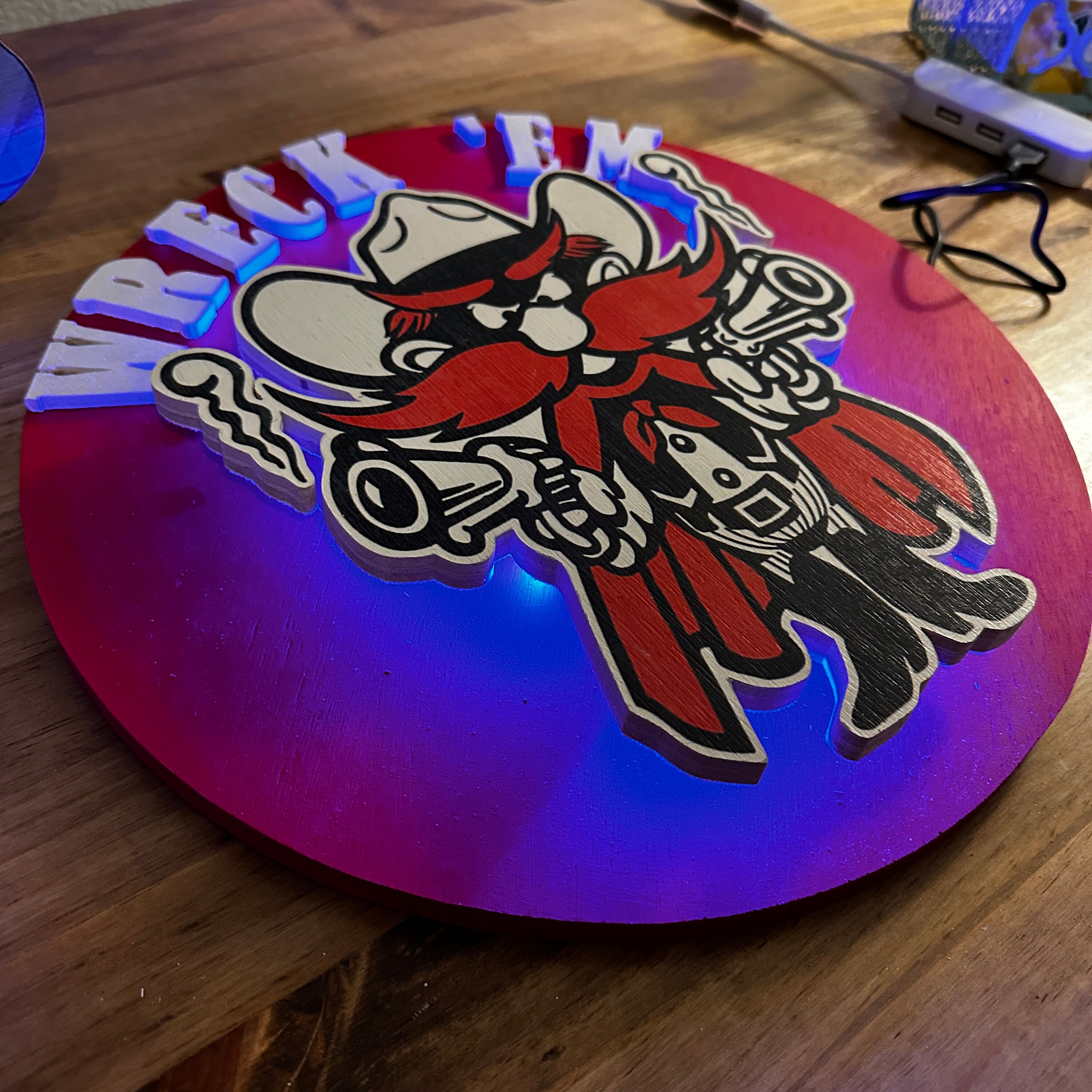 Raider Red Texas Tech Lighted Wall Art Night Light Bar Etsy