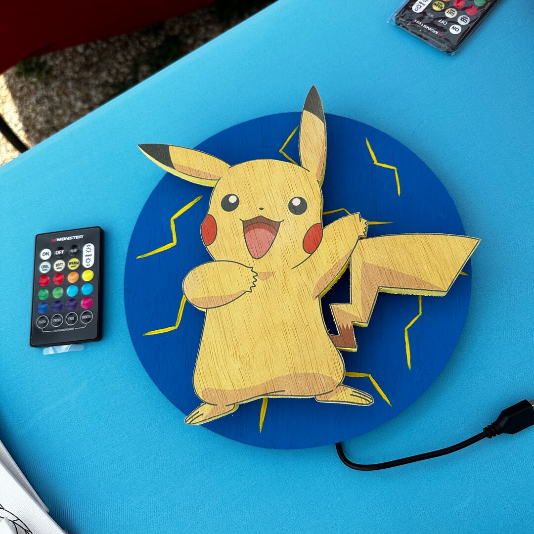 Pikachu Light up Wall Art Illuminate Your Space With Pokémon Charm Etsy