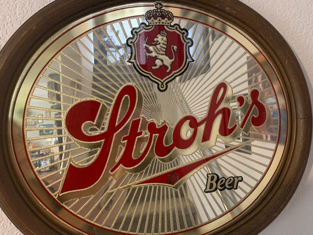 Strohs Vintage Beer Mirror Sign Etsy