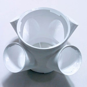 Hydroponic tower modular 4-way module for 4 cup. Module piece for hydroponic tower system.