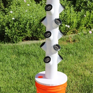 10 cups Hydroponic tower, a system for 10 cups - two-way cup modules. Plants growing tower, indoor or outdoor. Modular hydroponic setup.