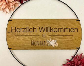 Türschild | Willkommensschild | Herzlich Willkommen | Holzschild | Türkranz | Schild