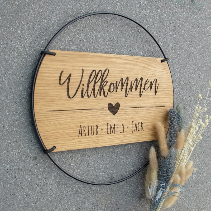 Haustur Willkommen Schild Holz