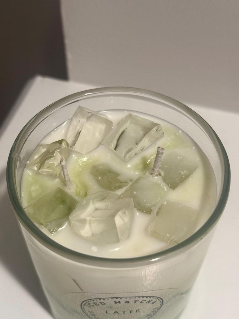 Matcha- und Bergamotte-Sojakerze – Eiskerze mit Gelwachs-Eiswürfeln, personalisierte Geschenkkerze, handgefertigtes Duftkerzen-Geschenk Bild 7