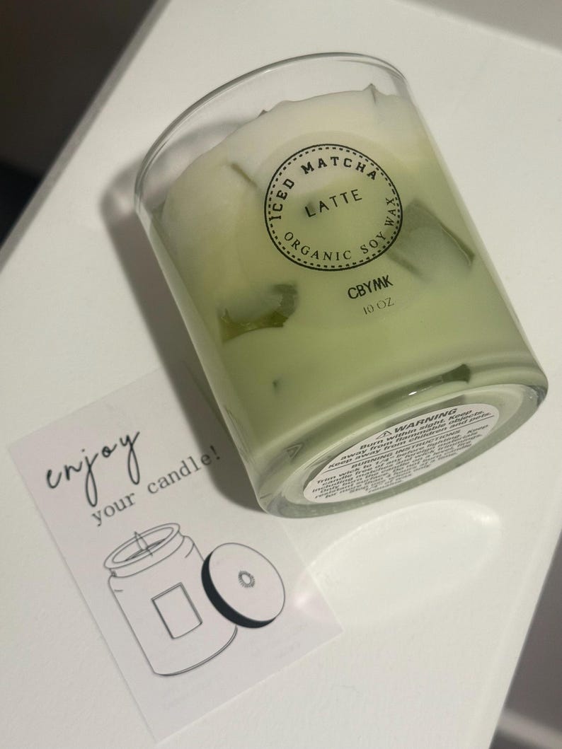 Matcha- und Bergamotte-Sojakerze – Eiskerze mit Gelwachs-Eiswürfeln, personalisierte Geschenkkerze, handgefertigtes Duftkerzen-Geschenk Bild 5
