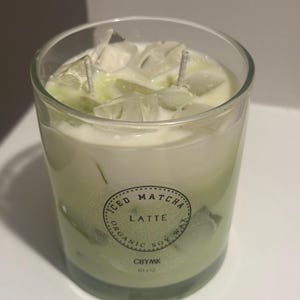 Matcha- und Bergamotte-Sojakerze – Eiskerze mit Gelwachs-Eiswürfeln, personalisierte Geschenkkerze, handgefertigtes Duftkerzen-Geschenk Bild 4
