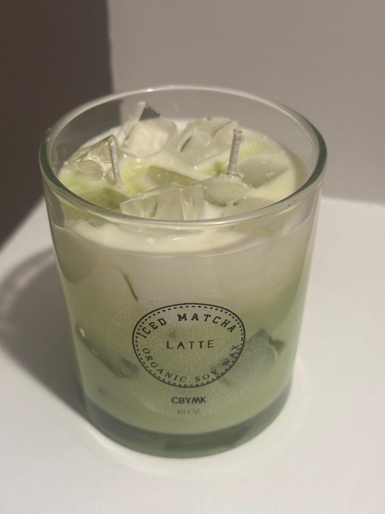 Matcha- und Bergamotte-Sojakerze – Eiskerze mit Gelwachs-Eiswürfeln, personalisierte Geschenkkerze, handgefertigtes Duftkerzen-Geschenk Bild 4