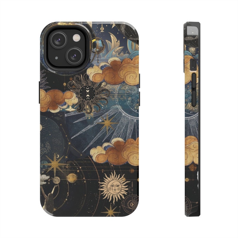 Funda estética para iPhone Funda de teléfono celestial para iPhone 15 14 13 Pro Max 12 Mini 11 XR 7 8 XS SE Sun Moon Star Estética Tough Case Collage imagen 4