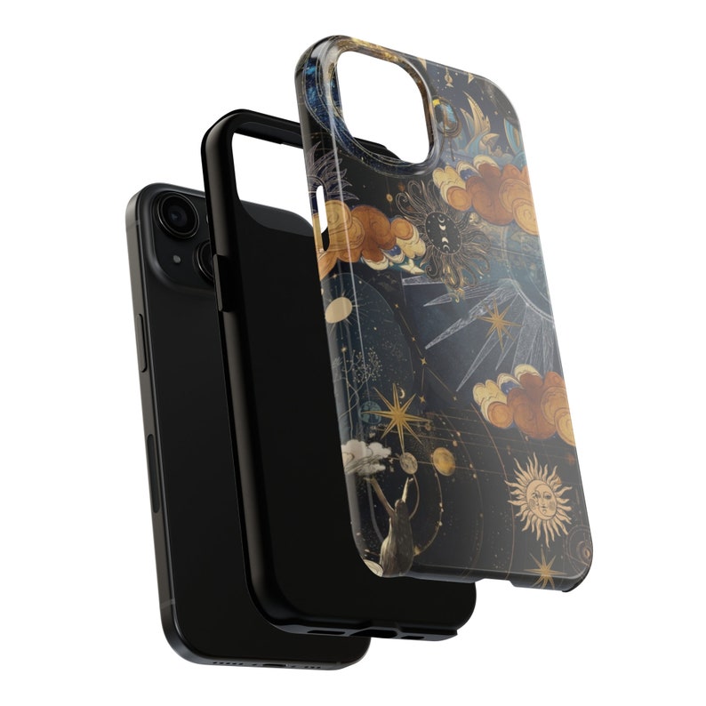 Aesthetic iPhone Case Celestial Phone Case for iPhone 15 14 13 Pro Max 12 Mini 11 XR 7 8 XS SE Sun Moon Star Aesthetic Tough Case Collage zdjęcie 5