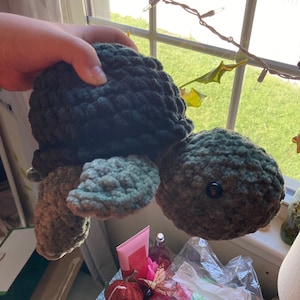 super cute giant green crochet turtle