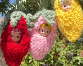 Crochet Sonny Angel Keychain Holder - Acrylic Yarn Bag Charm