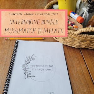 Charlotte Mason Mix-and-Match Notebooking Pages Bundle - * Editable* Canva TEMPLATE*  Charlotte Mason/Classical/Homeschool Student Notebooks
