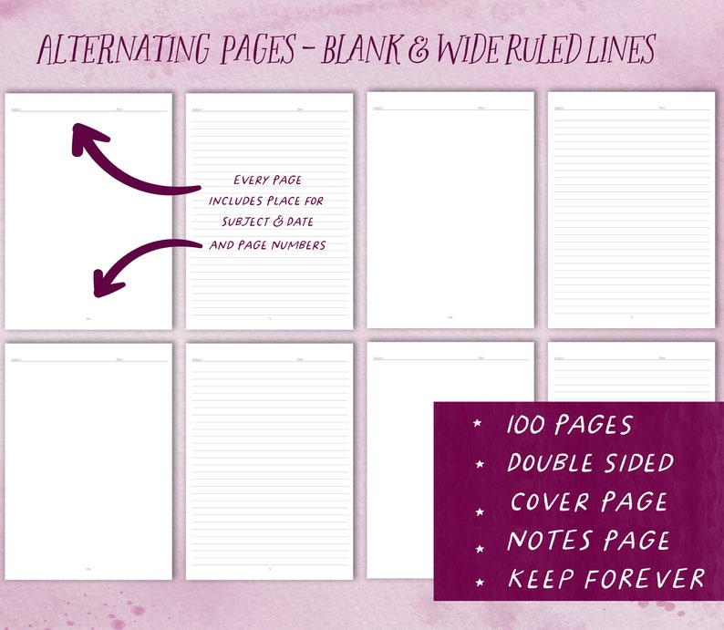 Narration Notebook - Alternate Wide Rule & Blank Pages- for Charlotte ...
