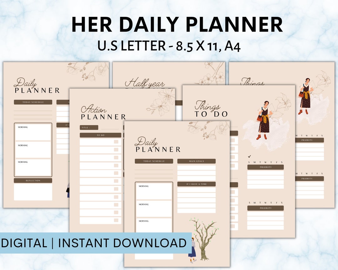 Printable Daily Planner | Printable Journal | Gratitude Journal | Daily ...