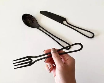 Minimal Cut-out Stainless Steel Cutlery Set (3 Pieces)