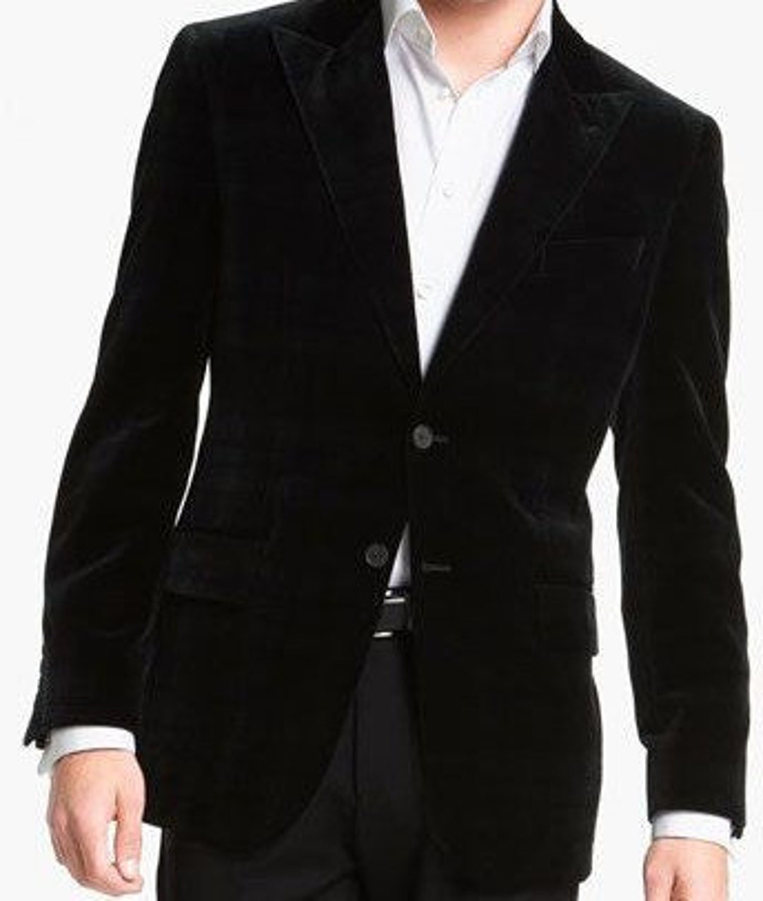Luxury Celebrity Men's Black Velvet Jacket / Blazer. Men's Black Luxury Velvet Blazer for Party