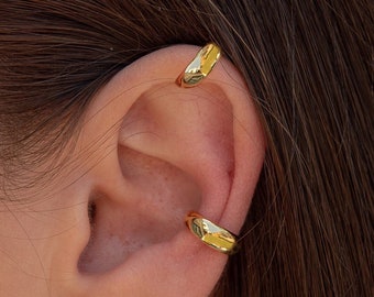 Thick Ear Cuff • gold ear cuff • ear cuff no piercing • fake piercings • fake helix piercing • ear cuffs