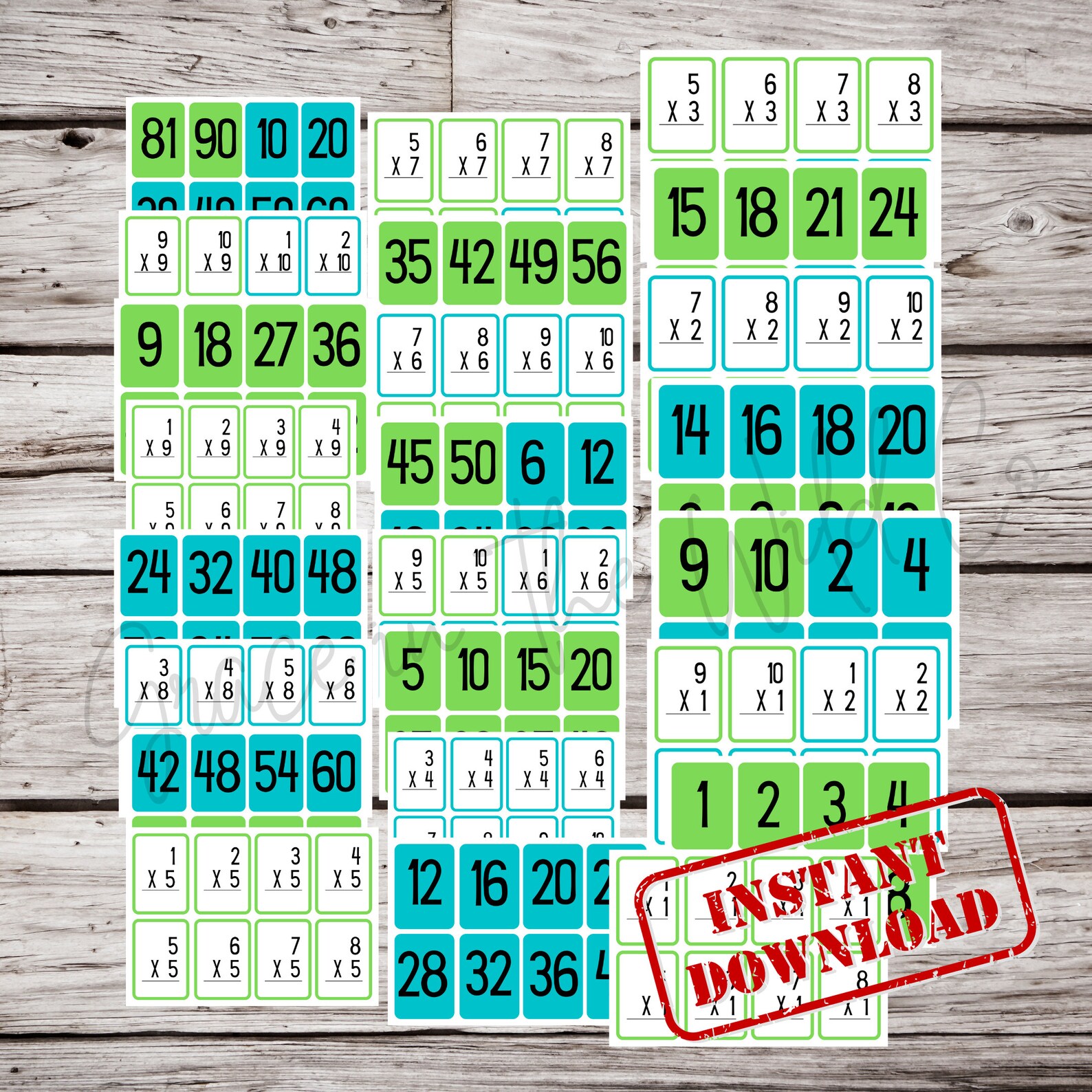 Multiplication Flashcards Math Facts Game Homeschool Flash Card Game