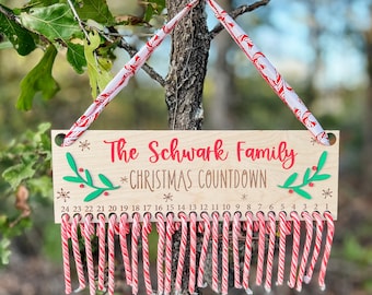 Candy Cane advent calendar Christmas countdown Candy cane countdown Family Candy Cane Countdown Personalized Candy Cane Countdown Candy Cane