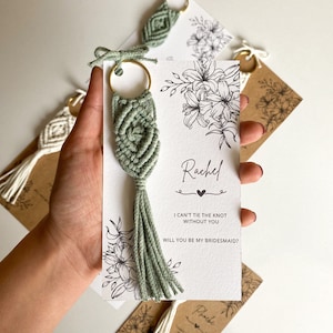 Serás mi dama de honor - favores de boda personalizados - llaveros de macramé al por mayor - llavero de macramé regalos de despedida de soltera boho