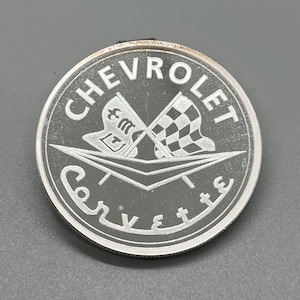 Chevy Corvette Commemorative 1 Troy Oz .999 Silver Round, Silver Bullion,  Silver, Precious Metals, Vintage, Classic, Car, Gift for Dad