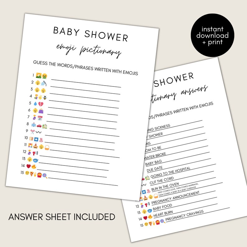 Baby Shower Emoji Pictionary Game Emoji Pictionary Baby Etsy