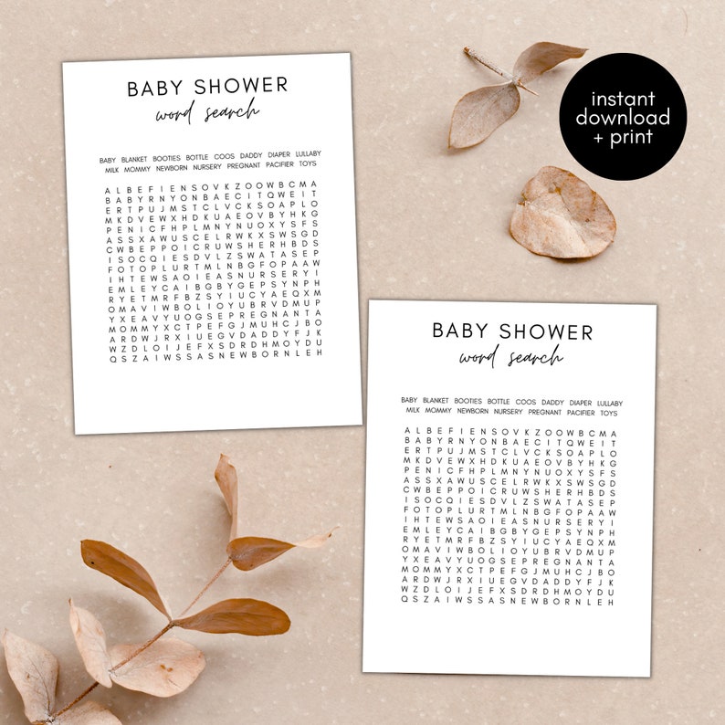 Baby Shower Word Search Printable Baby Shower Word Search - Etsy