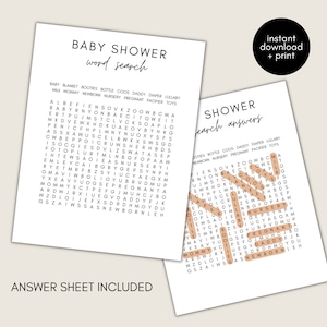 Baby Shower Word Search Printable Baby Shower Word Search - Etsy
