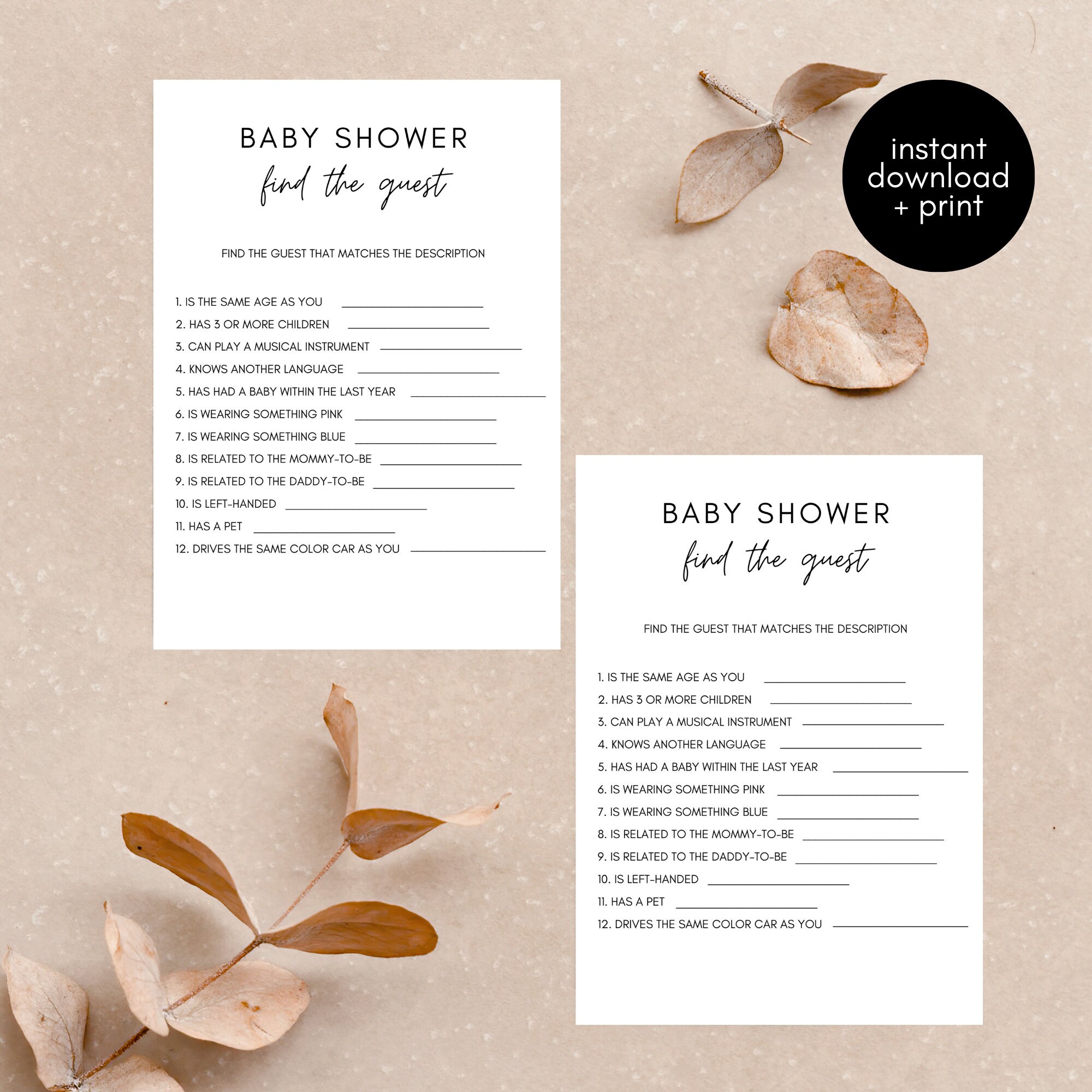 Find the Guest Game Baby Shower Find the Guest Baby Shower Game Baby