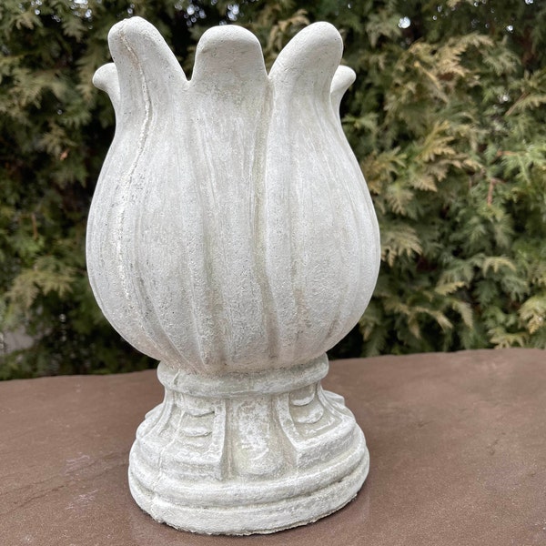 Replacement Concrete Fountain Top Large Outdoor Cement Garden 10.5" Tulip Pond Water Feature Spout Part Best Pool Topper Spitter Finial