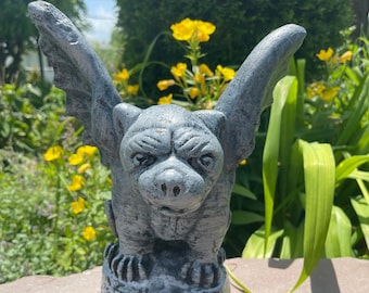 Concrete Gargoyle Statue Outdoor Cement Large 13" Medieval Garden Sculpture Lawn Ornament Guardian Gothic Cat Yard Decoration Figurine Gift