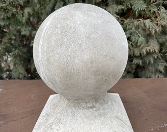 Concrete Ball Cap Cannonball Garden Statue Large 11” Outdoor Cement Round Globe Stone Orb Decorative Yard Sphere Landscaping Entrance Finial