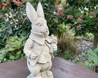 Large Peter Rabbit Garden Statue 17" Outdoor Stone Art Decor Cement Bunny Lawn Figurine Concrete Yard Ornament Decoration Statuary Gift Idea