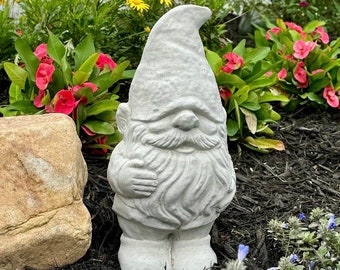 Large Concrete Gnome Statue For Garden 14" Tall Outdoor Unpainted Cement Elf Lawn Ornament Decor Stone Yard Sculpture Figurine Gift Idea