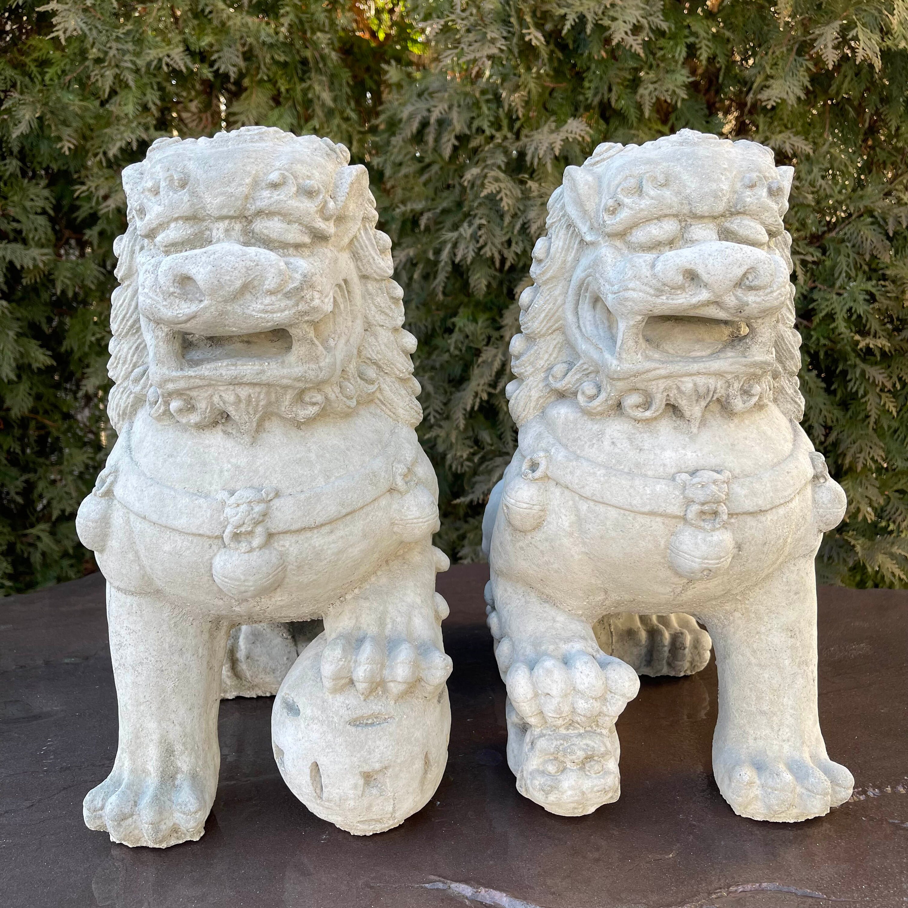 Concrete Foo Dog Statues for Sale 14 Large Outdoor Stone Etsy