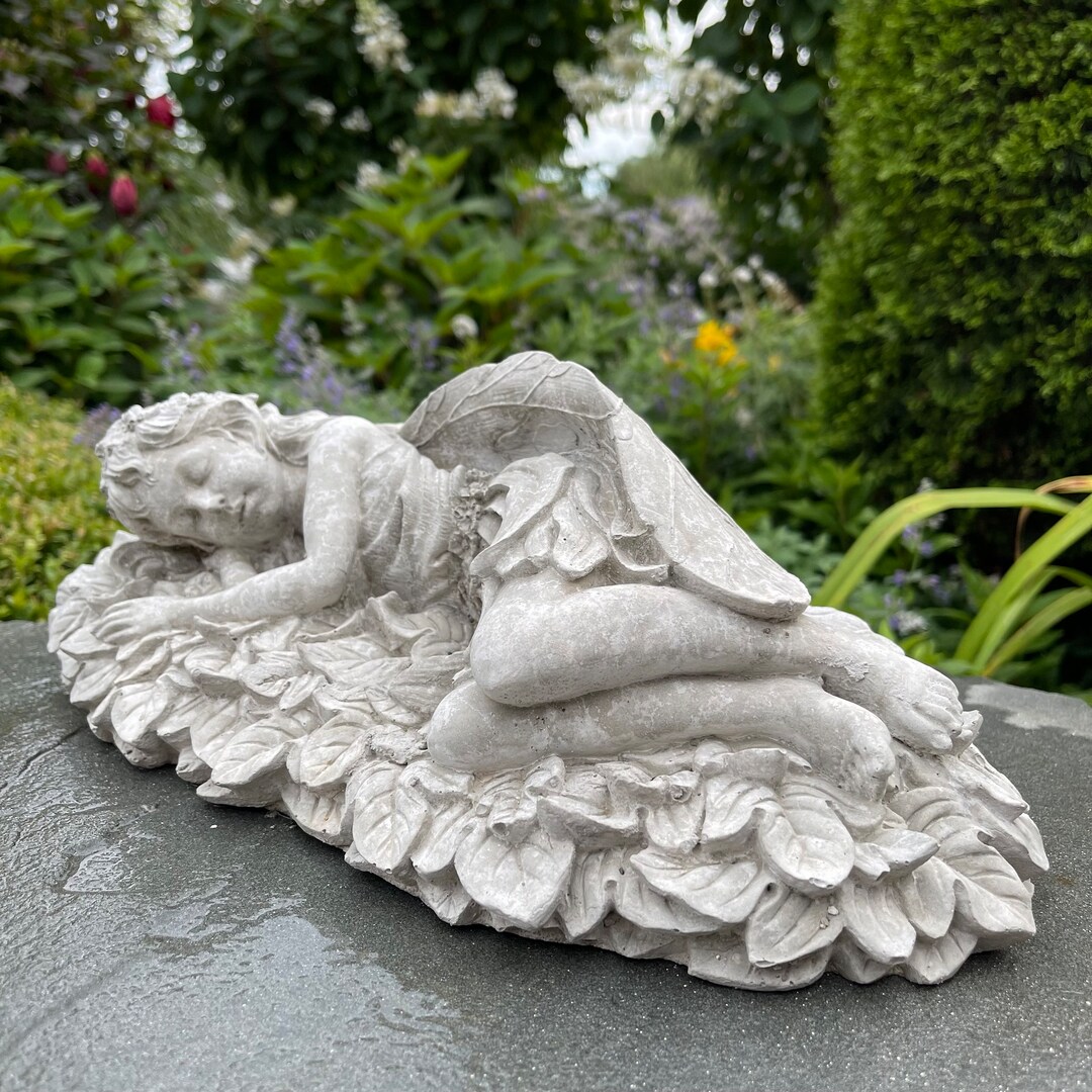 Concrete Fairy Garden Statue Outdoor 15 Large Sleeping Girl Cement