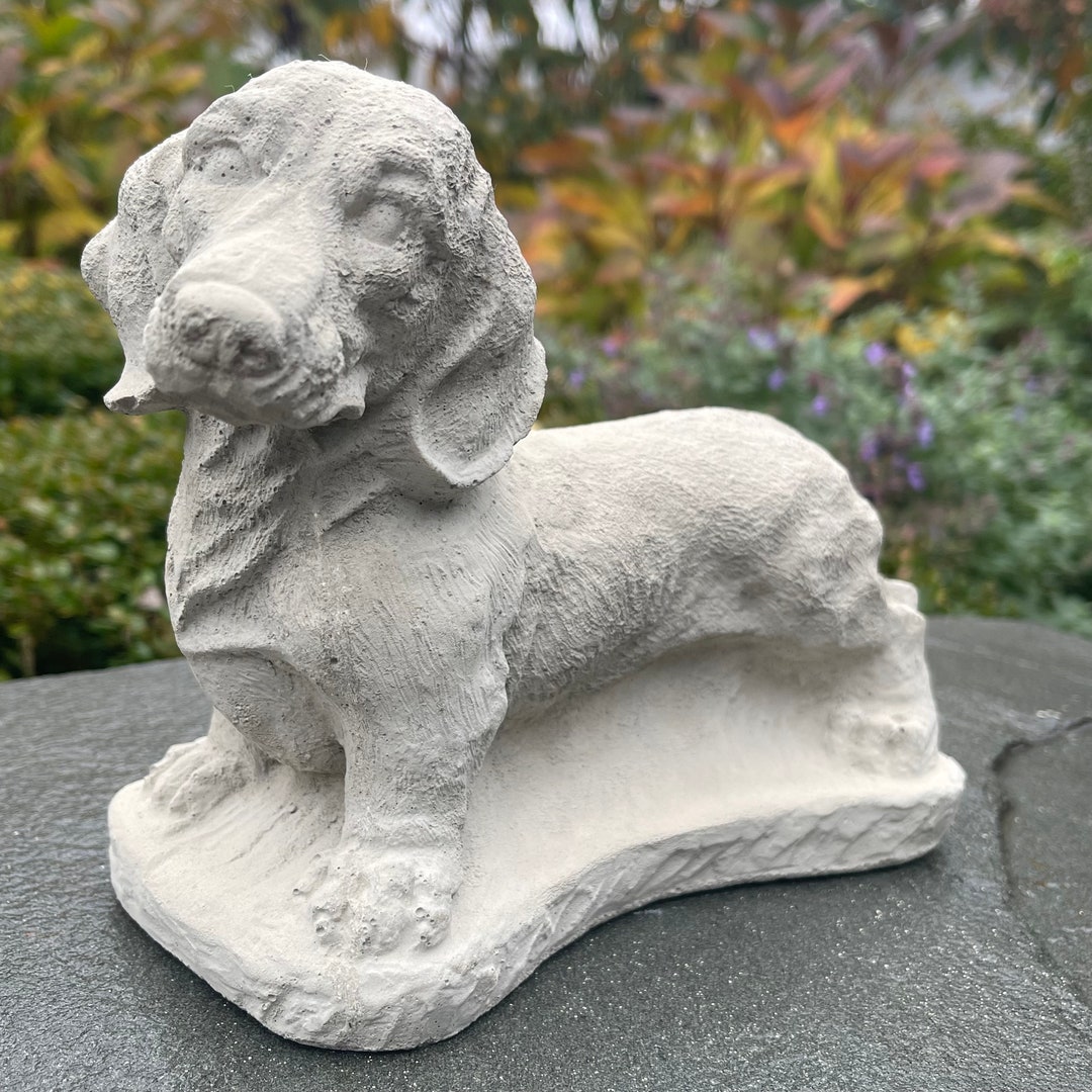 Concrete Dachshund Garden Statue Outdoor Cement Wiener Dog Etsy