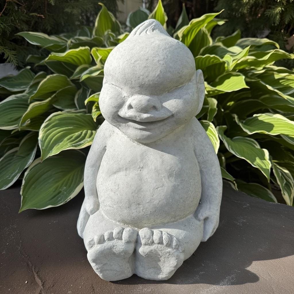Concrete Alien Statue 14" Mythological Creature Garden Sculpture ...
