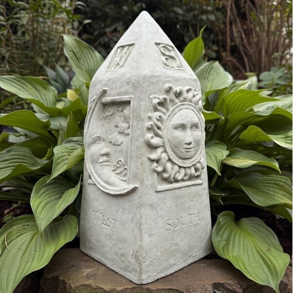 Cement Garden Compass Sculpture: Directional Yard Art