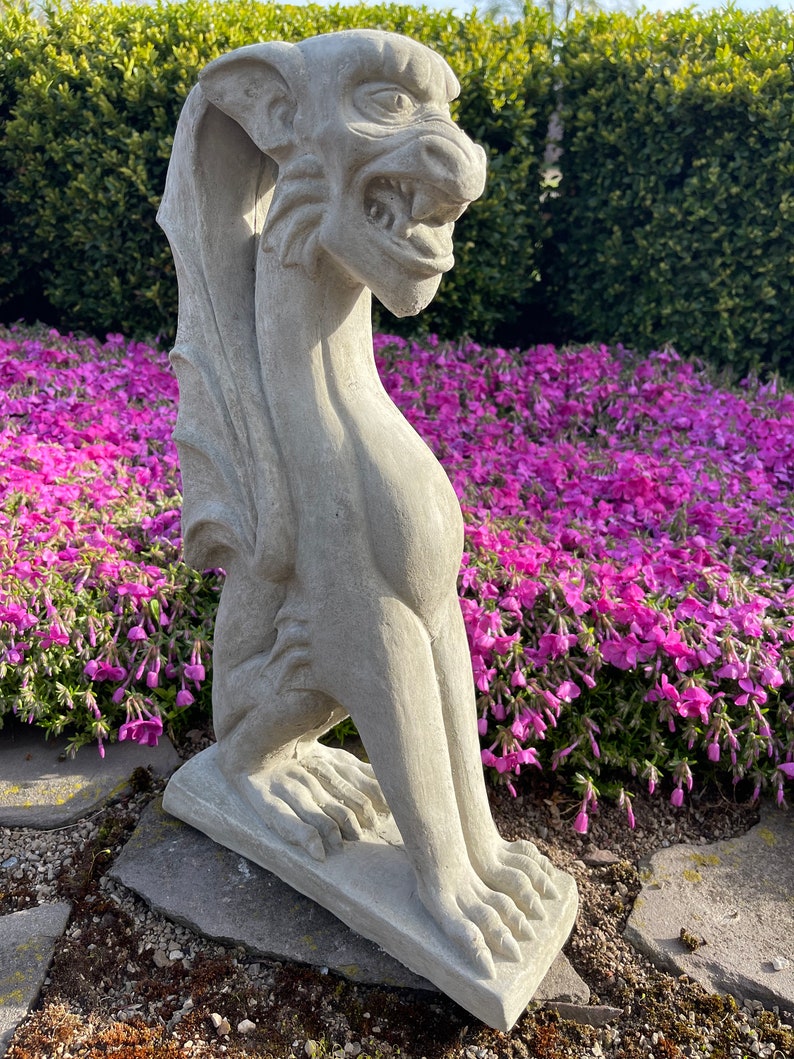 Concrete Gargoyle Statues Large Stone Outdoor Garden Statuary Etsy