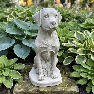 Large Concrete Labrador Garden Statue 14.5" Cement Dog Sculpture Yard Decor Memorial Pet Gift