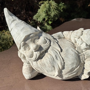 Concrete Gnome Garden Statue 16&quot; Cement Gnomes Yard Art Lawn Ornament Outdoor Decor Gift